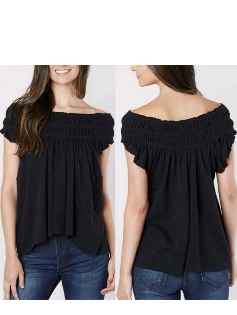 We The Free Coconut Ruffle Off The Shoulder Top L